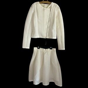 Sen Women’s White Lace Moto Jacket Full Skirt Coord Set